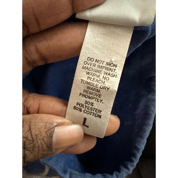 Vintage Caribe Los Angeles Las Vegas Graphic Sweatshirt L Blue Loose Fit Unisex - Picture 10 of 11